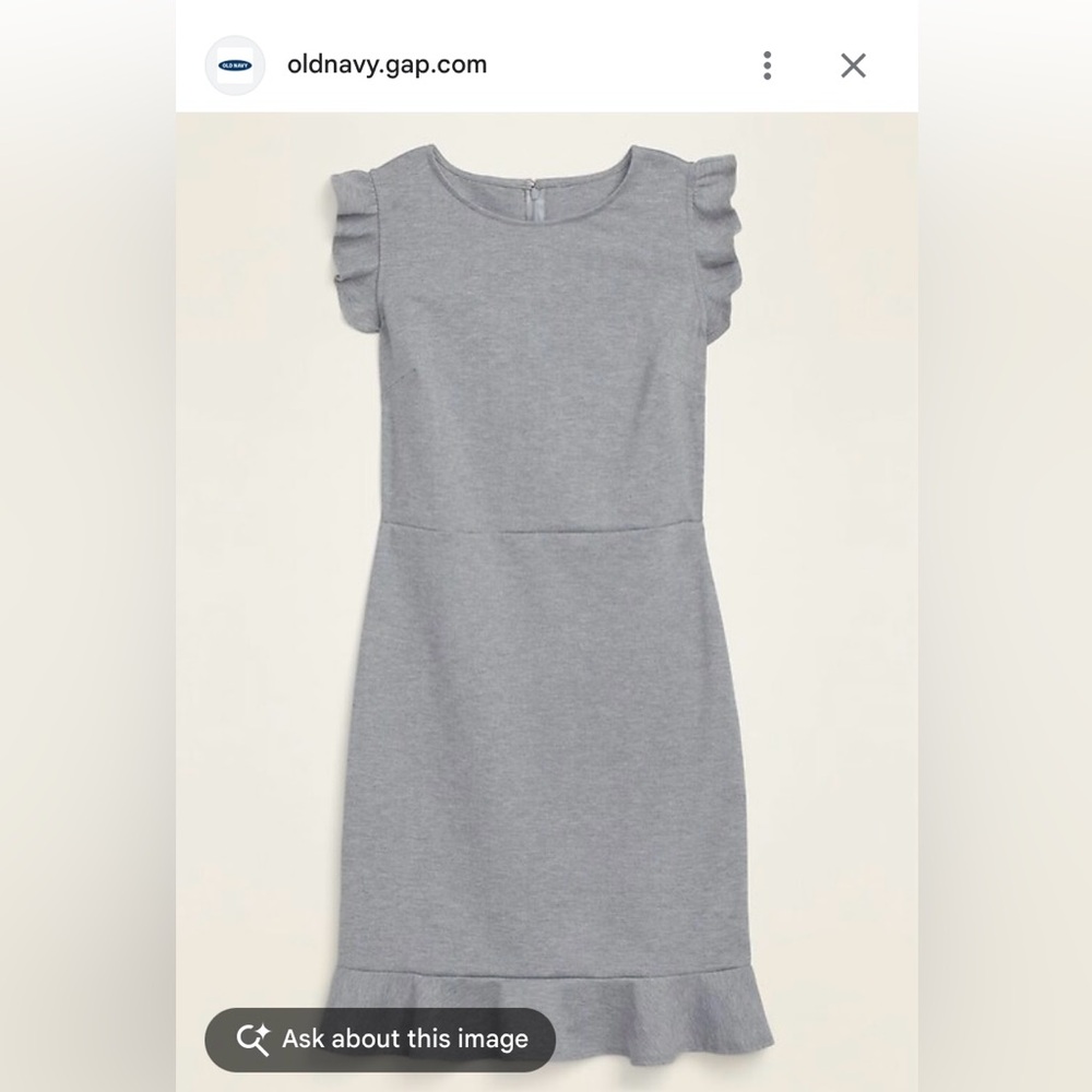 PRISTINE Old Navy Ruffled Ponte-Knit Sheath Dress - Heather Gray - XS Petite